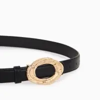 Ремень жен 04-01-01-04, Июнь2513, 2,4*0,3*110 см, без винта, пряж золото, гвоздик, черный