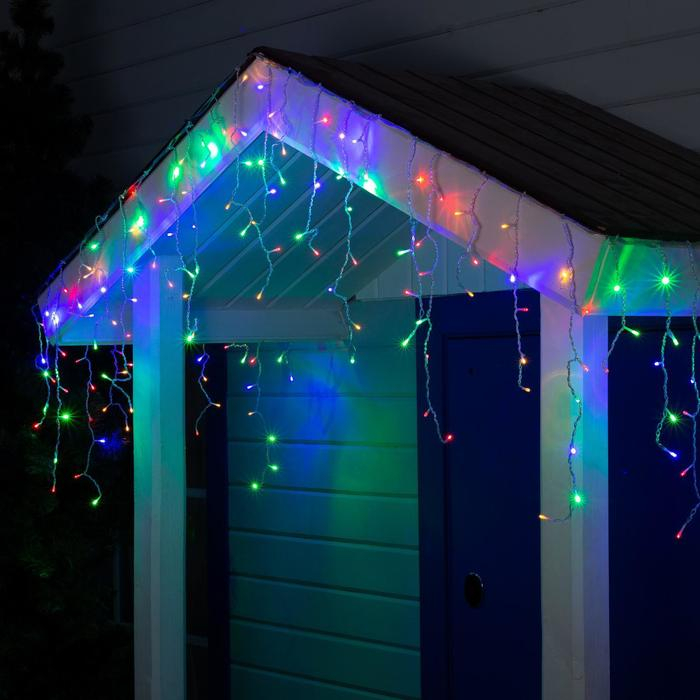 Гирлянда &laquo;Бахрома&raquo; 3 &times; 0.6 м, IP44, УМС, прозрачная нить, 160 LED, свечение мульти, 220 В