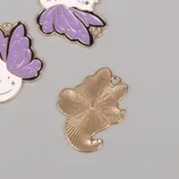 Декор для творчества металл, эмаль "Котик с крыльями бабочки" бело-фиолетовый 2,8х2,4 см