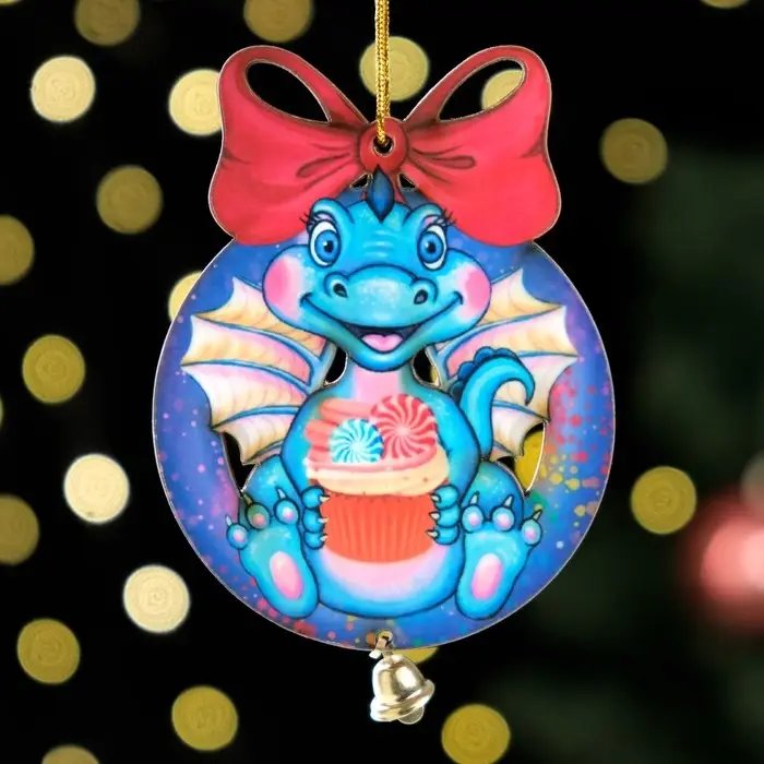 Ёлочная игрушка &laquo;Дракон в синем шарике&raquo;, ламинация, 73&times;95 мм