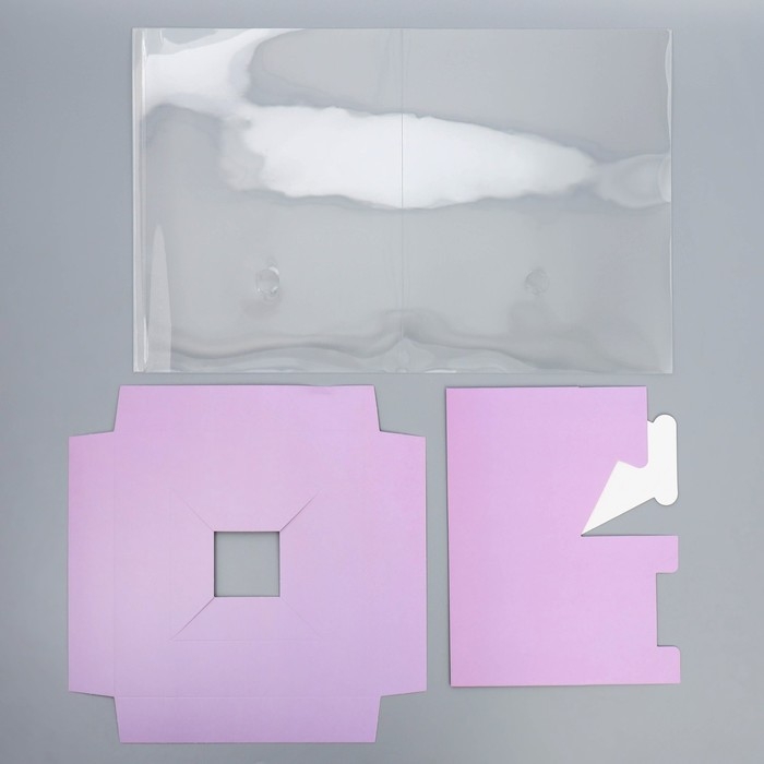 Коробка подарочная для цветов с вазой и PVC окнами складная, упаковка, &laquo;Лаванда&raquo;, 23 х 30 х 23 см