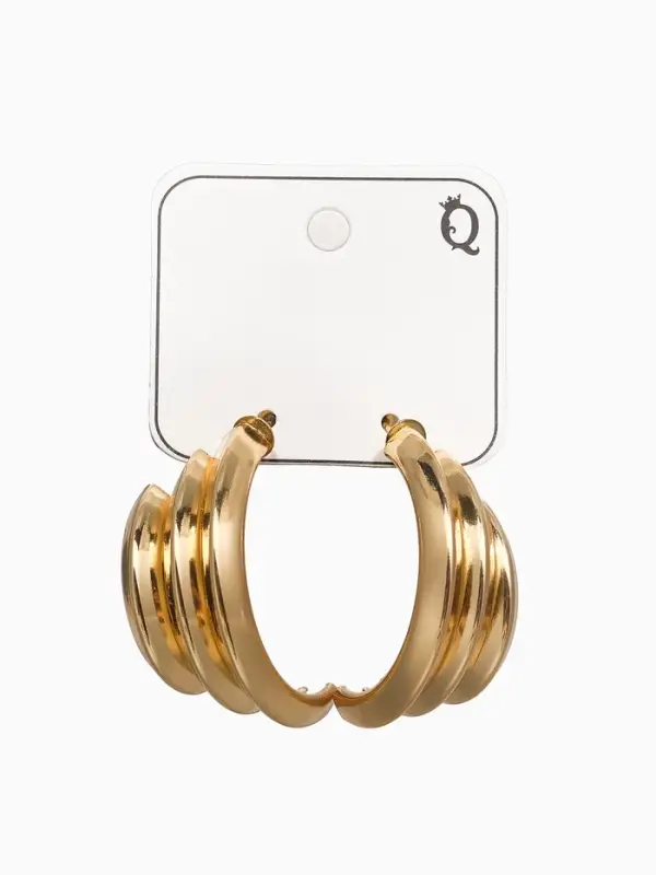 Серьги металл "Трио" на увеличение, цвет золото