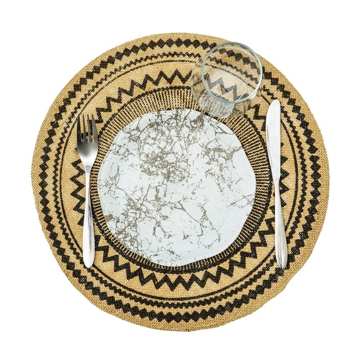 Салфетка сервировочная на стол Доляна &laquo;Африка&raquo;, 38&times;38 см, цвет чёрный