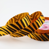 Лента атласная &laquo;Тигр&raquo;, 25 мм &times; 23 &plusmn; 1 м, цвет оранжевый/чёрный №24