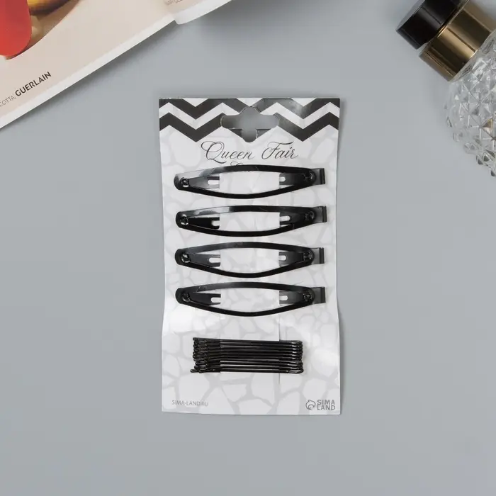 Невидимки для волос &laquo;Классик&raquo;, набор 14 шт., форма, 5 см и 6 см, чёрные