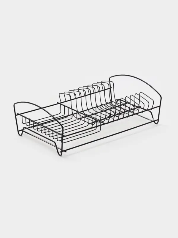 Сушилка для тарелок и кружек с поддоном 39*25*12 см, цвет черный