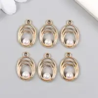 Декор для творчества металл, пластик "Овал с бусинкой" 1,2х2 см