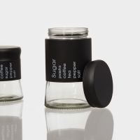 Набор банок стеклянных для сыпучих продуктов &laquo;Трио&raquo;, 3 предмета: 350/550/750 мл, 9,5&times;10,5/15/19,8 см, цвет чёрный