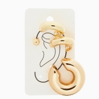 Набор серьги и каффы 4 шт. &laquo;Бублик&raquo; три дуги, цвет золото