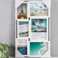 Фоторамка МДФ, стекло на 6 фото 10х15, 13х18, 15х20 см "Воспоминания" белая 51х31,5х2,2 см   1090674