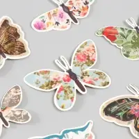 Бабочки картон "Цветочные" набор 12 шт h=4-10 см