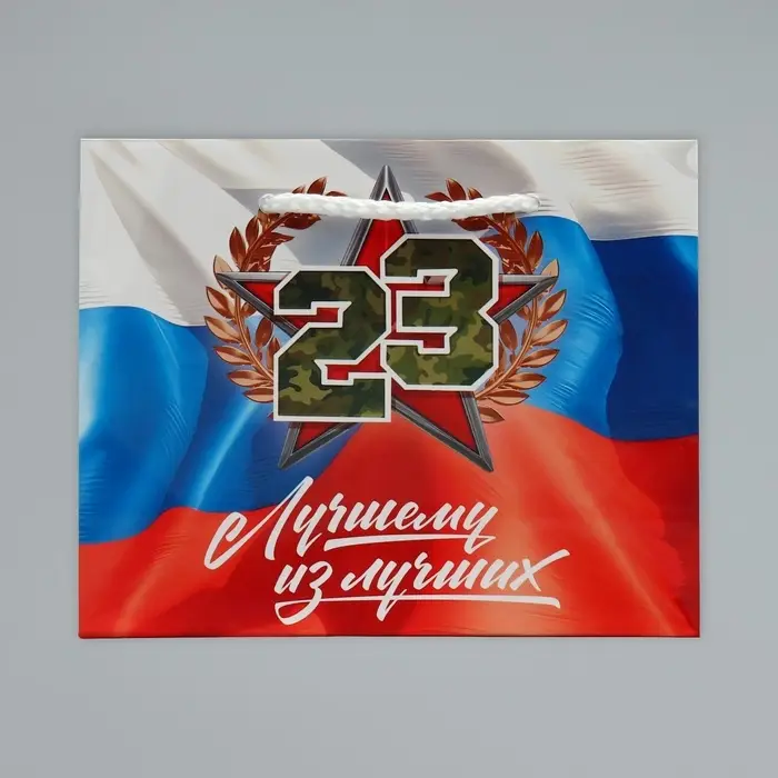 Пакет подарочный ламинированный, упаковка, &laquo;С 23 февраля&raquo;, S 15 х 12 х 5.5 см