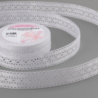 Лента декоративная, репсовая &laquo;Ажурные цветы&raquo;, 25 мм &times; 9,1 &plusmn; 0,5 м, цвет белый