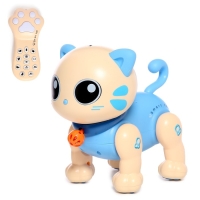 Робот кот &laquo;Пультовод&raquo; ZHORYA, на пульте управления, интерактивный: сенсорный, звук, свет, на батарейках, на русском языке, синий