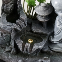 Фонтан настольный от сети, подсветка "Маленький хотей в каменном городе" 29х21х27 см