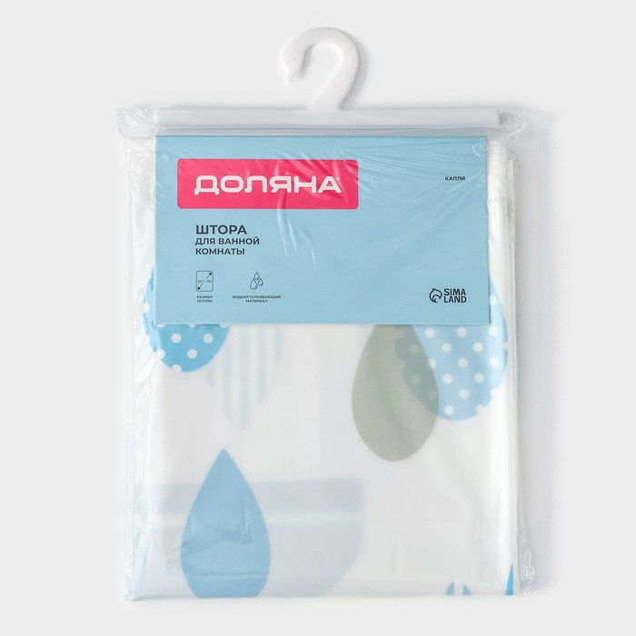 Штора для ванной Доляна &laquo;Капли&raquo;, 180&times;180 см, EVA