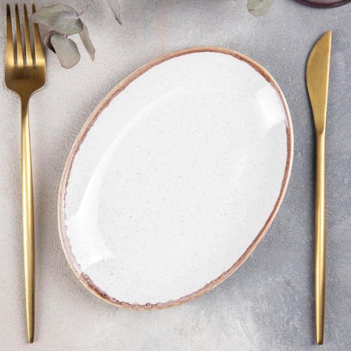 Блюдо овальное Beige, 18&times;14 см, цвет бежевый