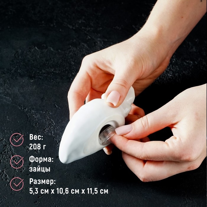 Набор для специй Доляна &laquo;Зайка&raquo;, 2 предмета: солонка 50 мл, перечница 40 мл, цвет белый