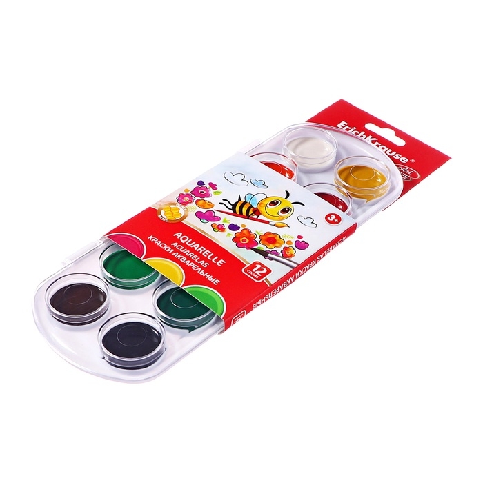 Акварель 12 цветов, ErichKrause ArtBerry, медовая, без кисти, пластиковая коробка, европодвес Акварель 12 цветов, ErichKrause ArtBerry, медовая, без кисти, пластиковая коробка, европодвес