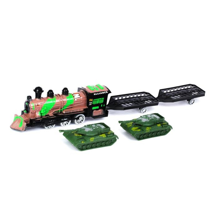 Паровоз инерционный &laquo;Военный&raquo;, с танками, цвета МИКС
