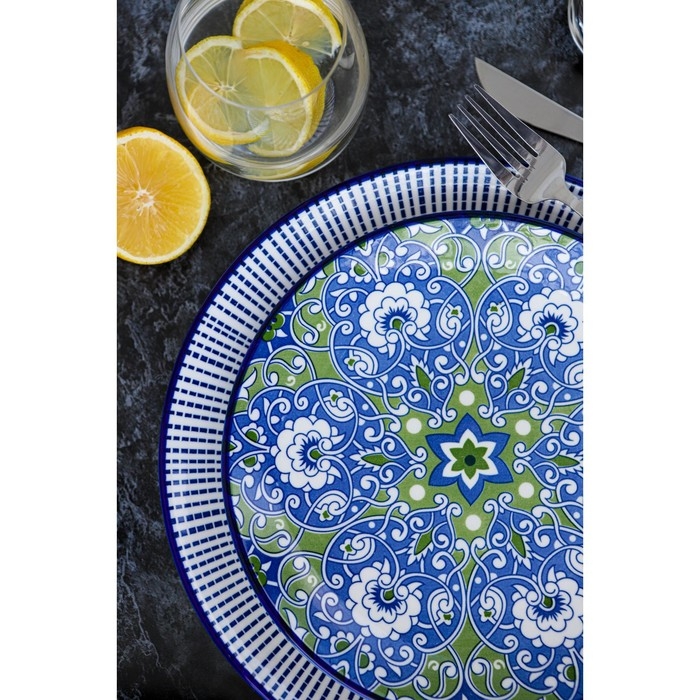 Тарелка керамическая Доляна &laquo;Мерцание&raquo;, d=21,7 см, цвет синий