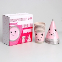 Набор бумажной посуды одноразовый Кошечка&raquo;