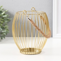 Подсвечник металл, текстиль на 1 свечу "Корзина" d=10 см бронза 15х15х17 см