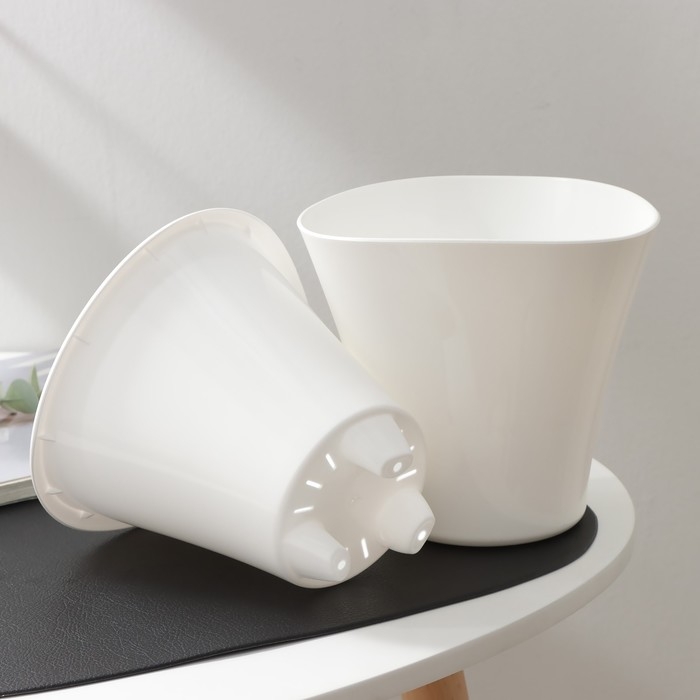 Кашпо для цветов со вставкой &laquo;Лагуна&raquo;, 1,5 л, d=16 см, h=15 см, белое