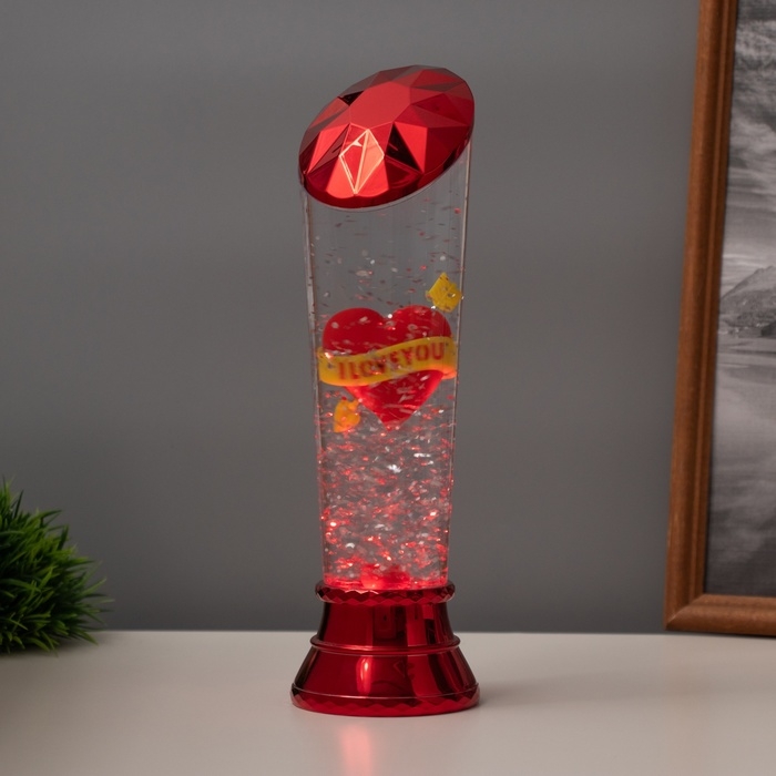 Лава лампа &laquo;Сердце&raquo; LED 3хААА, USB красный 6,5х6,5х23,7см