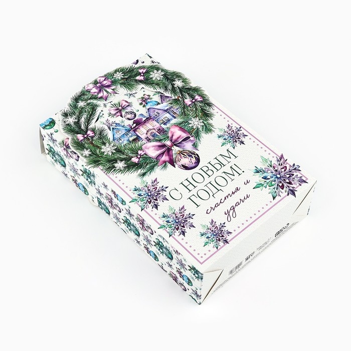 Коробка новогодняя складная &laquo;Новогодний венок&raquo; 18.4 х 30.4 х 7.3 см, Новый год