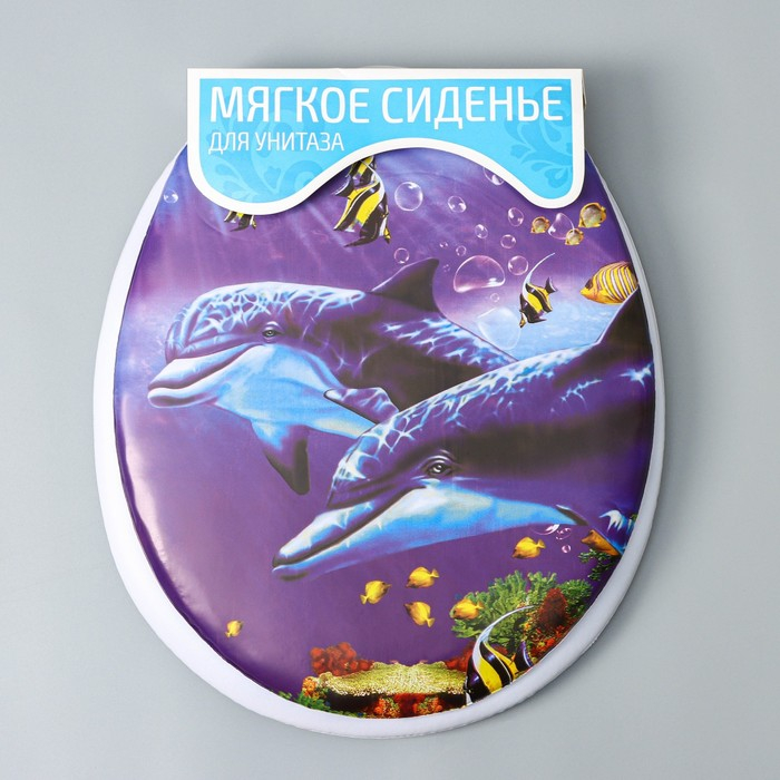 Сиденье для унитаза с крышкой Доляна &laquo;Морские жители&raquo;, 40&times;37 см, мягкое