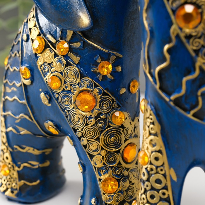 Сувенир полистоун "Синие слоны с оранжевыми стразами" набор 2 шт 28,5х21х8,3 см