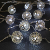 Гирлянда &laquo;Нить&raquo; 4 м с насадками &laquo;Шарик сетка&raquo;, IP20, прозрачная нить, 20 LED, свечение белое, 8 режимов, 220 В