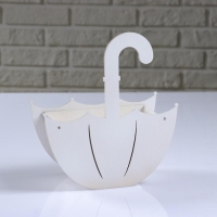 Кашпо деревянное "Зонтик с подвесом", белый, 19&times;9&times;21.5 см