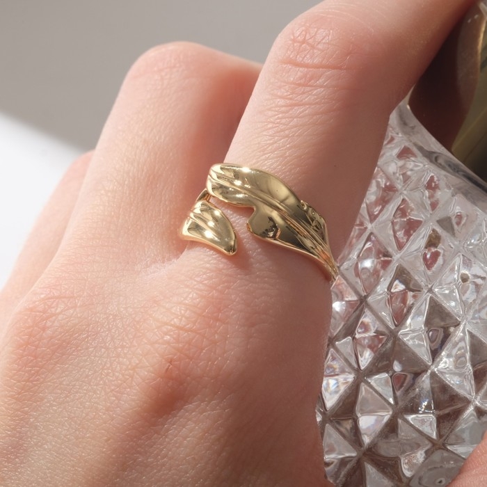 Кольцо &laquo;Листья&raquo; дуэт, цвет золото, безразмерное