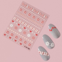 Новый год! Наклейки для ногтей &laquo;Зимние узоры&raquo;, объёмные, цвет красный/белый