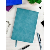 Ежедневник недатированный А5, 160 листов ESCALADA, мягкая обложка из искусственной кожи, ляссе, тонированный блок 70г/м2, бирюзовый
