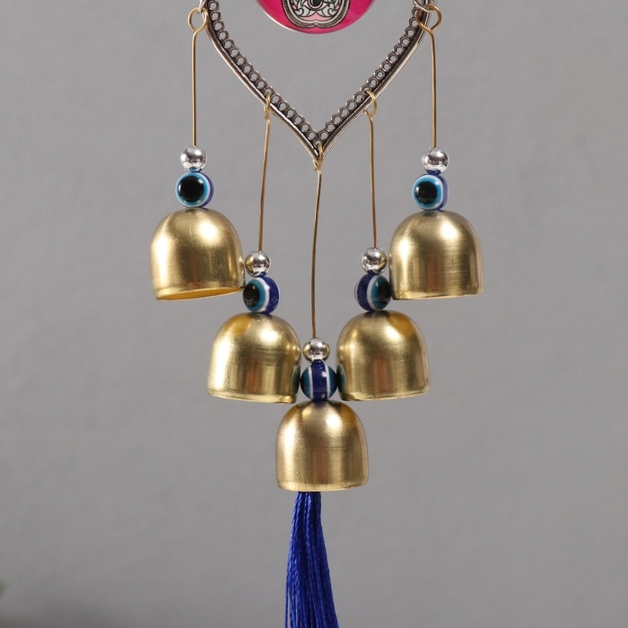 Музыка ветра металл от сглаза "Рука Фатимы" 5 колокольчиков 36 см