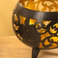 Подсвечник из кокоса, 15&times;15&times;13 см, коричнево-золотой