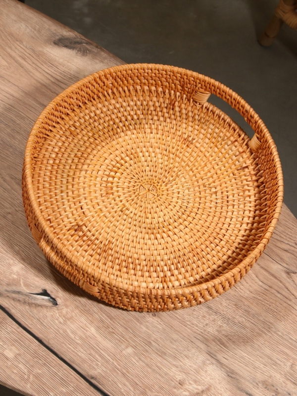 Поднос круглый 35х6 см, ротанг