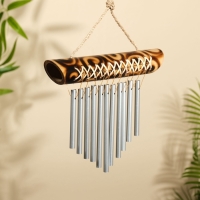 Музыка ветра "Тропики" бамбук, алюминий, 25х3,5х30 см, цв. коричневый