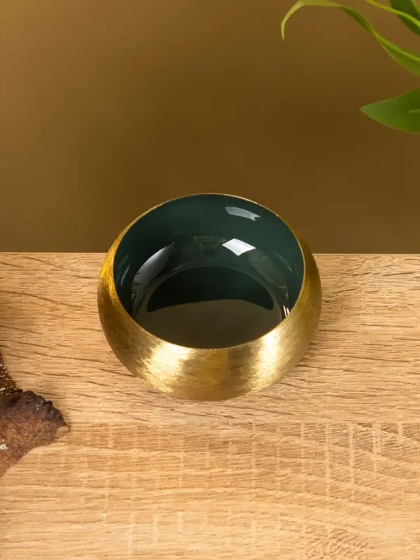 Подсвечник золотой c зелёным покрытием, 8&times;8&times;3.5 см