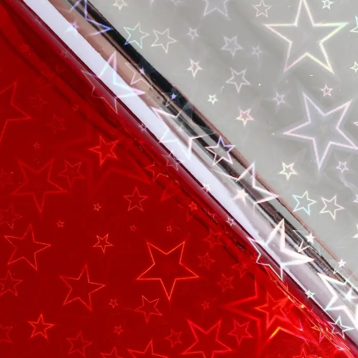 Бумага голографическая &laquo;Звездопад&raquo;, красная, 70&times;100 см