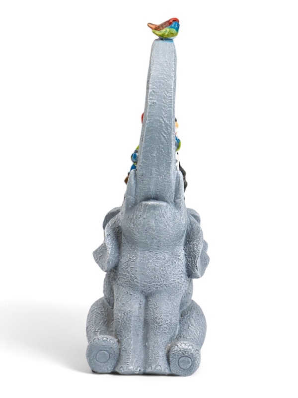 Садовая фигура с подсветкой "Слоник с гномами" 12х10х27см