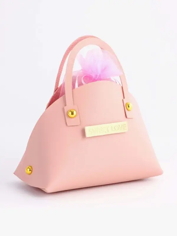 Кожанная подарочная сумочка 14 х 6,5 х 12,8 см розовая