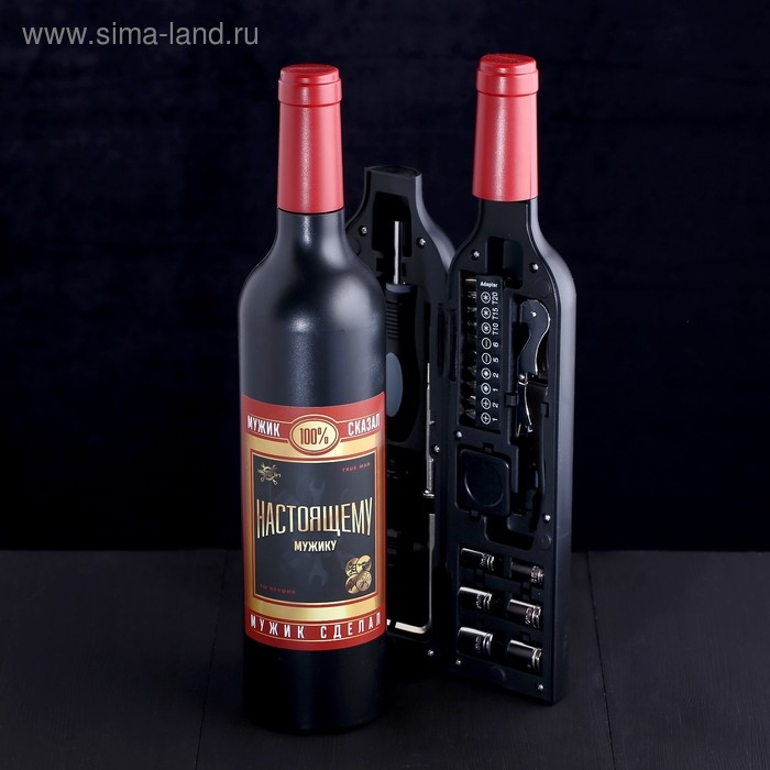 Набор инструментов в формовой бутылке &laquo;Настоящему мужчине&raquo;, подарочная упаковка, 23 предмета