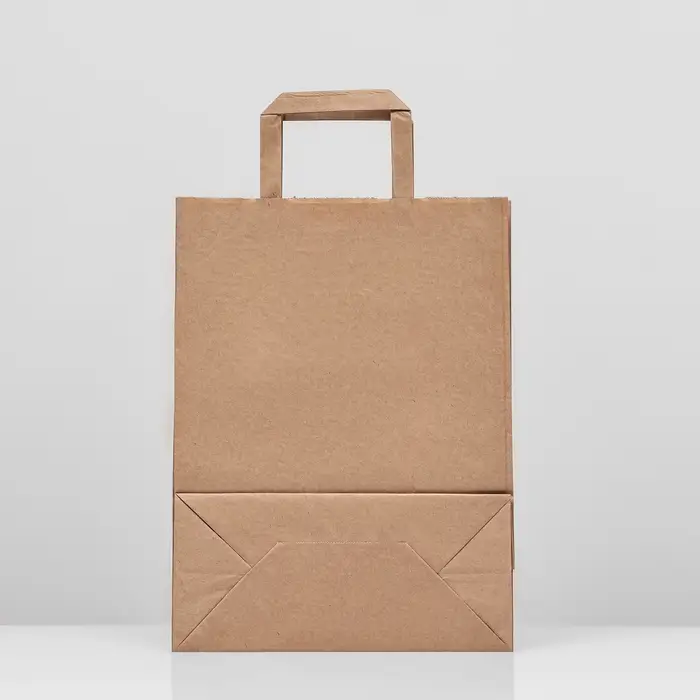 Пакет крафт без печати, с плоскими ручками 24 х 12 х 32 см
