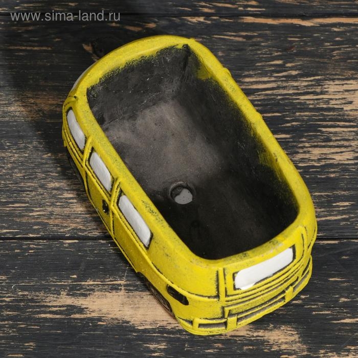 Горшок "Автобус" жёлтый, 13х7,5х6,4см