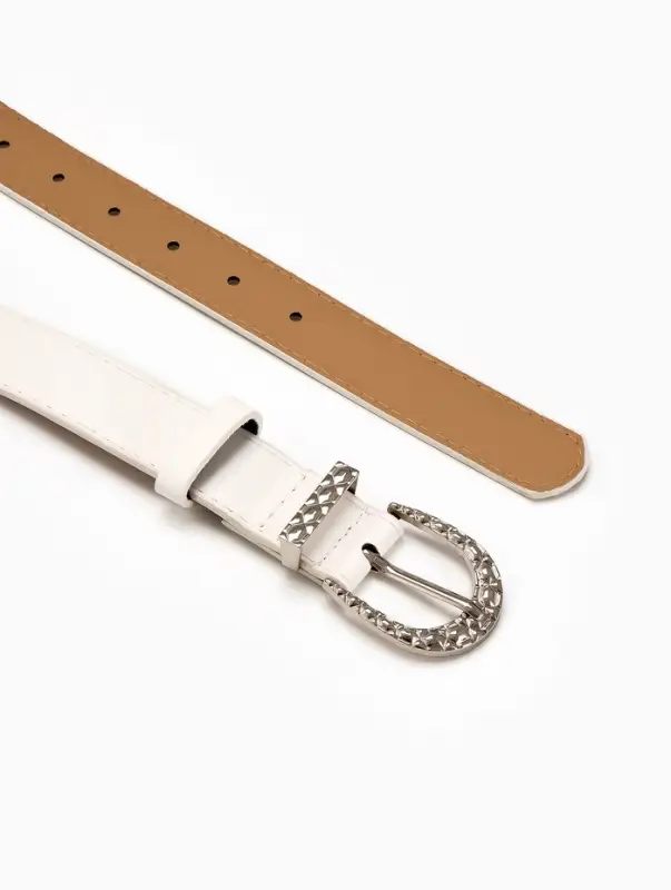 Ремень жен 05-01-02-01, Июнь2509, 3*0,3*110 см, без винта, пряж металл, 1 прокол, белый