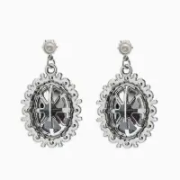 Серьги со стразами "Овал грань", цвет голубой в серебре